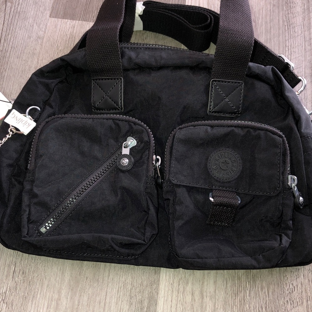 Kipling Defea Nylon Black Tonal Crossbody Shoulder Bag + Monkey Keychain NWT - Picture 6 of 16